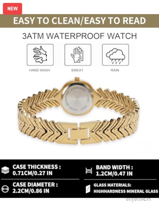 Dainty Small Analog Quartz Watch with Fishbone Bracelet, Luminous, Water main image 7